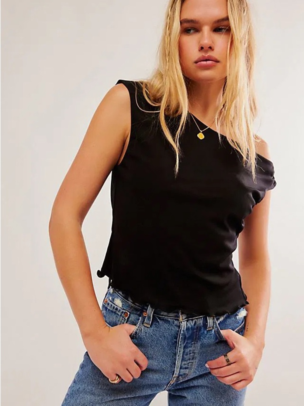 Free People Intimately Juicy Pop Muscle Tee Crop Top Asymmetric Off The Shoulder
